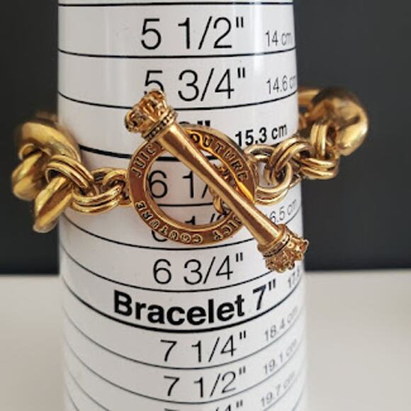 JVintage Juicy Couture Gold Tone Chunky Link Bracelet Toggle Closure Y2K - Picture 3 of 5